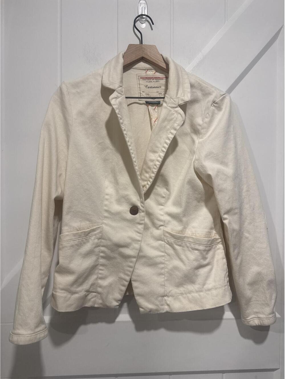 Cartonnier Cream Single-Button Cotton Blazer Jacket